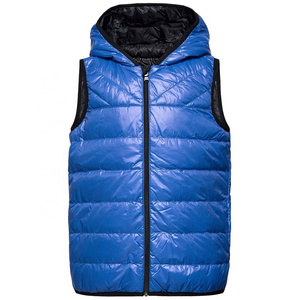 Packable Padded Naylon hooded gilet Lightweight Quilted waistcoat Stand Collar Custom Puffer Vest for Men Women