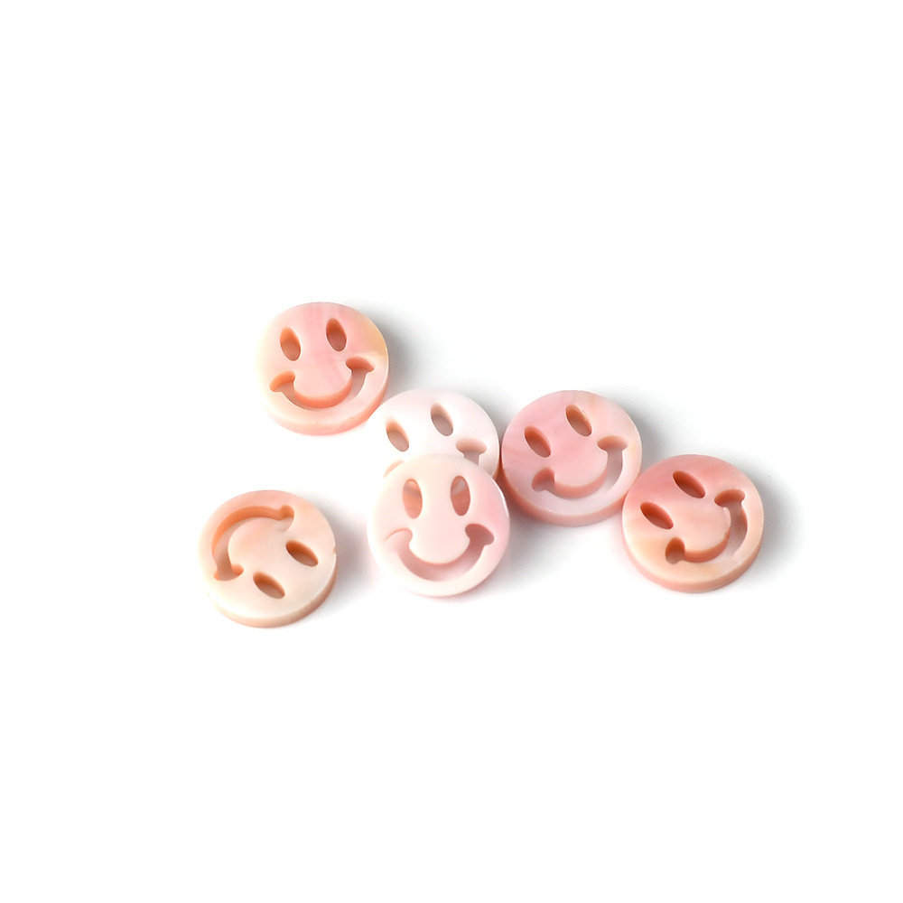 Qinfa Jewelry Natural pink shells customized size Cut carving Smiling face shape Wholesale loose mother of pearl shell jewelry