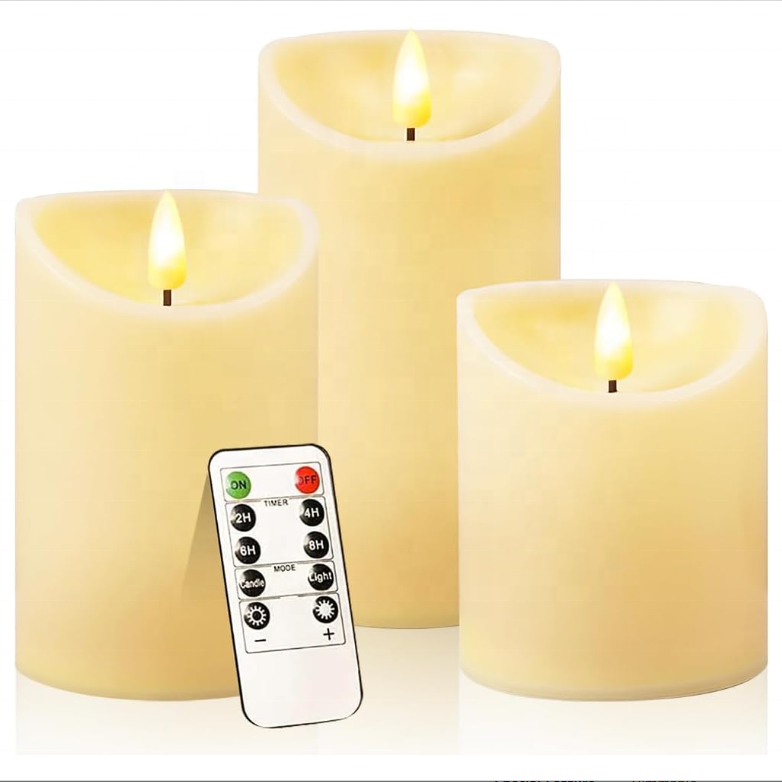 Christmas 3d real flame  LED candle stick Electronic Tea Light Candles with remote control for Wedding Decoration