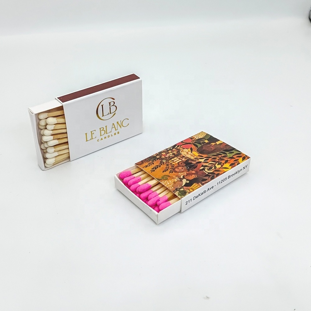 Safety small  box matches with logo custom box stick for hotel home colorful luxury candle matches