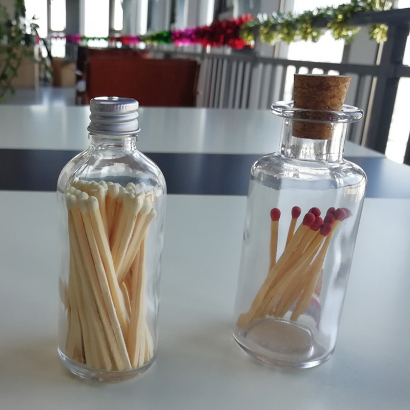 fashion glass bottle scented candle matches with striker