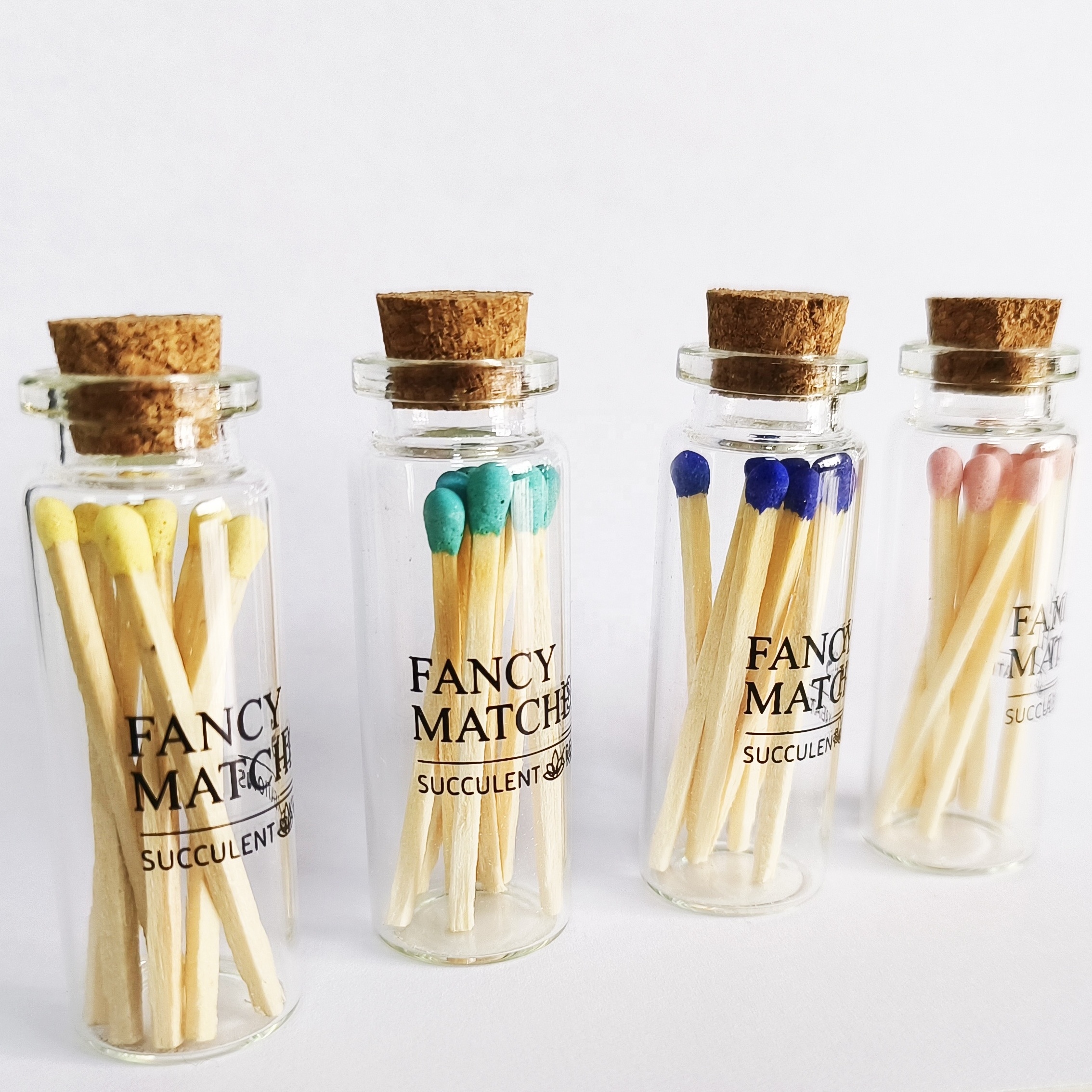 Wooden glass bottle matches match sticks in bulk wholesale colored matches