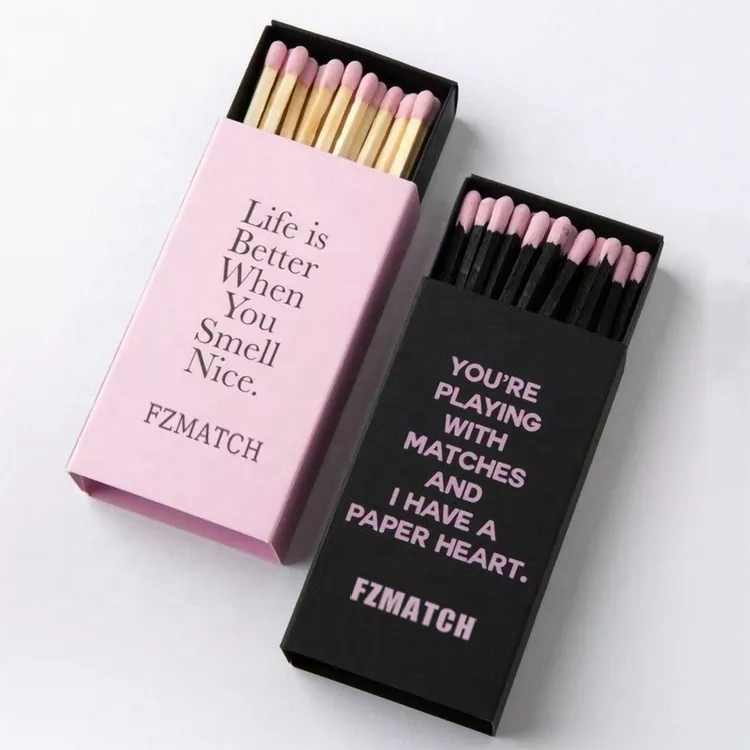 Wooden stick pink matches 100c custom safety matchbox