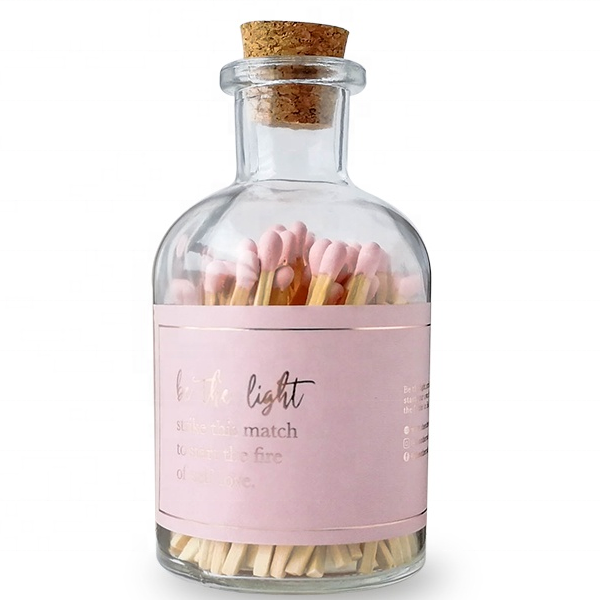 luxury pink long safety matches for candles in glass jar wholesale colored head matchstick