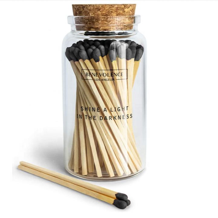 Factory wholesale custom matches in glass jar colored safety glass bottle matches