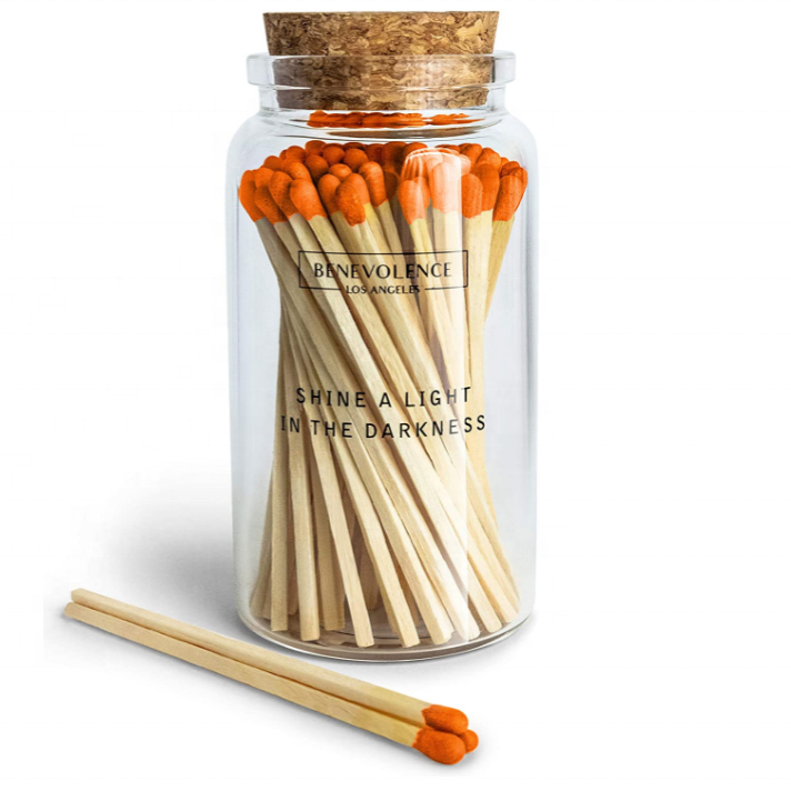 Extra Long wooden white match head matches fireplace matches in glass bottle