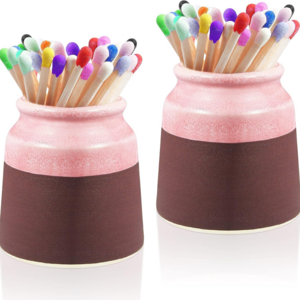 Custom Ceramic Match Stick Holder with Match Striker Cute Matchstick Jar for Candle Decorative Match