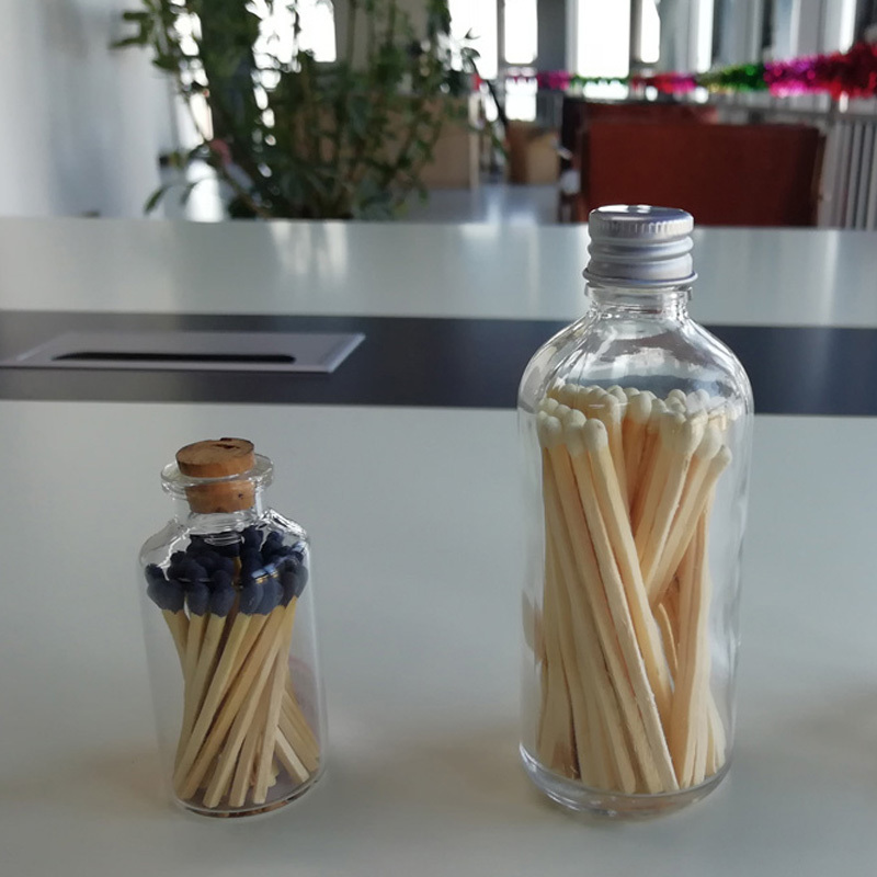 fashion glass bottle scented candle matches with striker