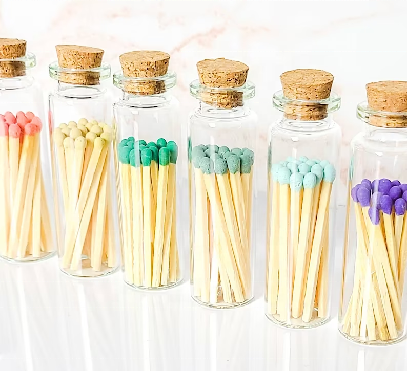 Wooden glass bottle matches match sticks in bulk wholesale colored matches