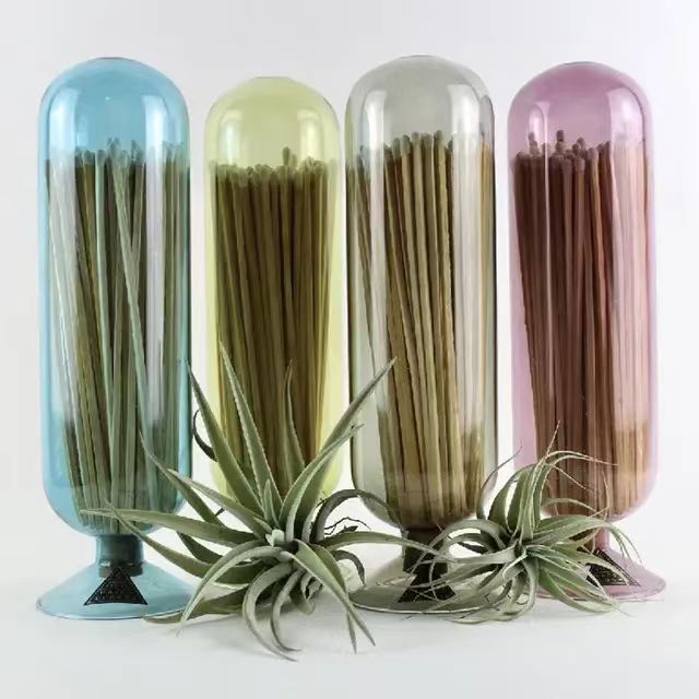 Extra long fireplace colorful tips matches Jar Color Match Holder Glass Cloche Bottle Matches