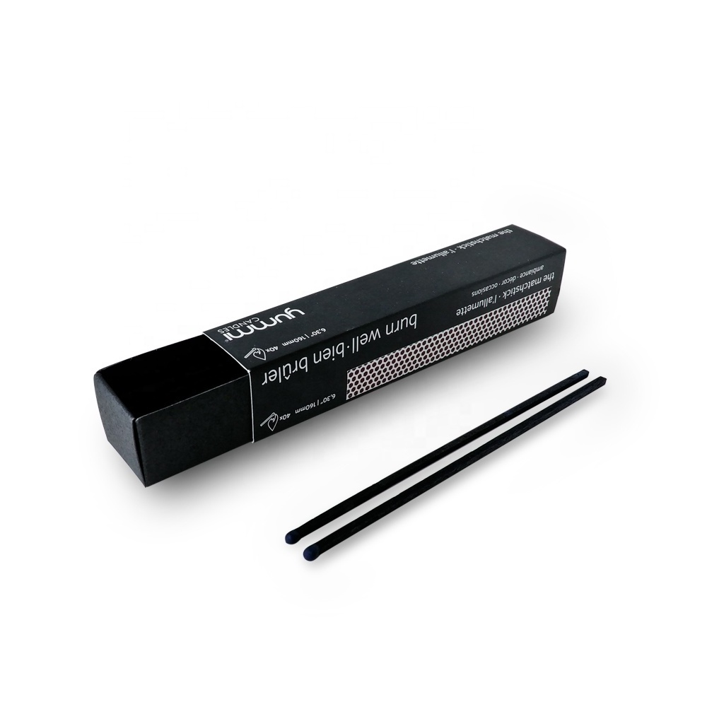 Luxury Black Matchbox Black Long Stick Matches For Fireplace