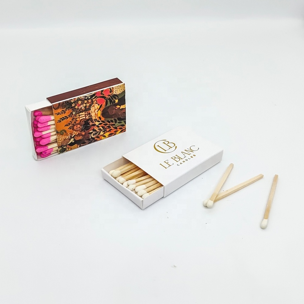 Safety small  box matches with logo custom box stick for hotel home colorful luxury candle matches