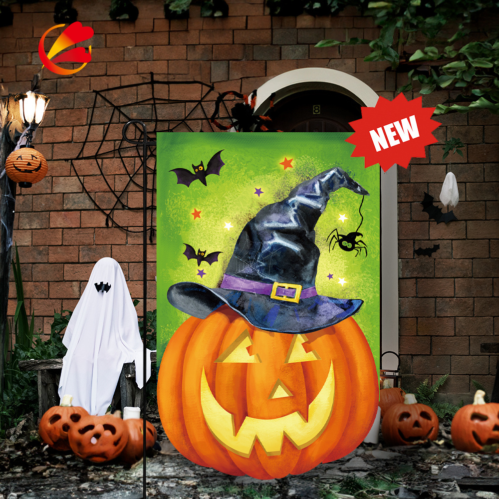 factory direct Halloween 3D Garden Flag Outdoor Decorations for Outside Double-Sided Printed, pumpkin Flags 12x18