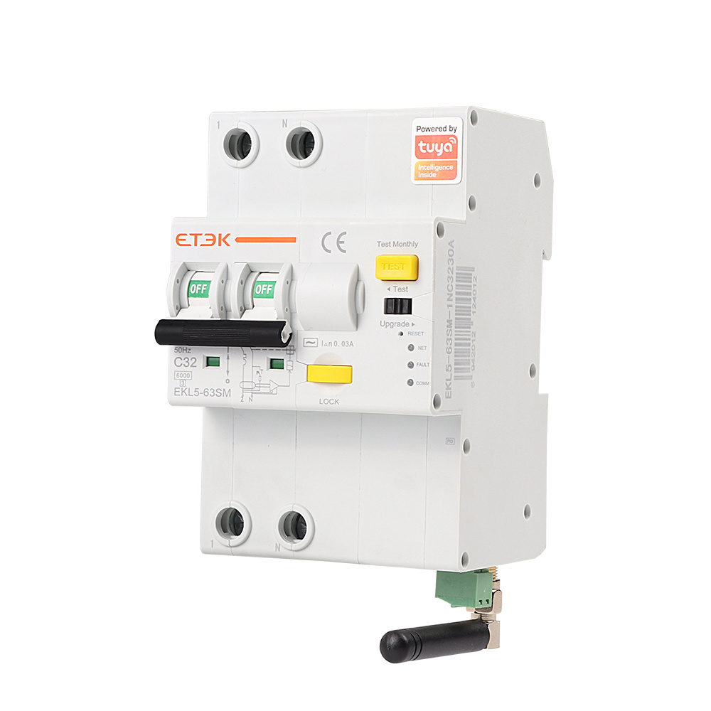 ETEK smart electrical circuit breaker EKL5-63SM 1P+N tuya control mcb RCBO low voltage wifi smart breaker