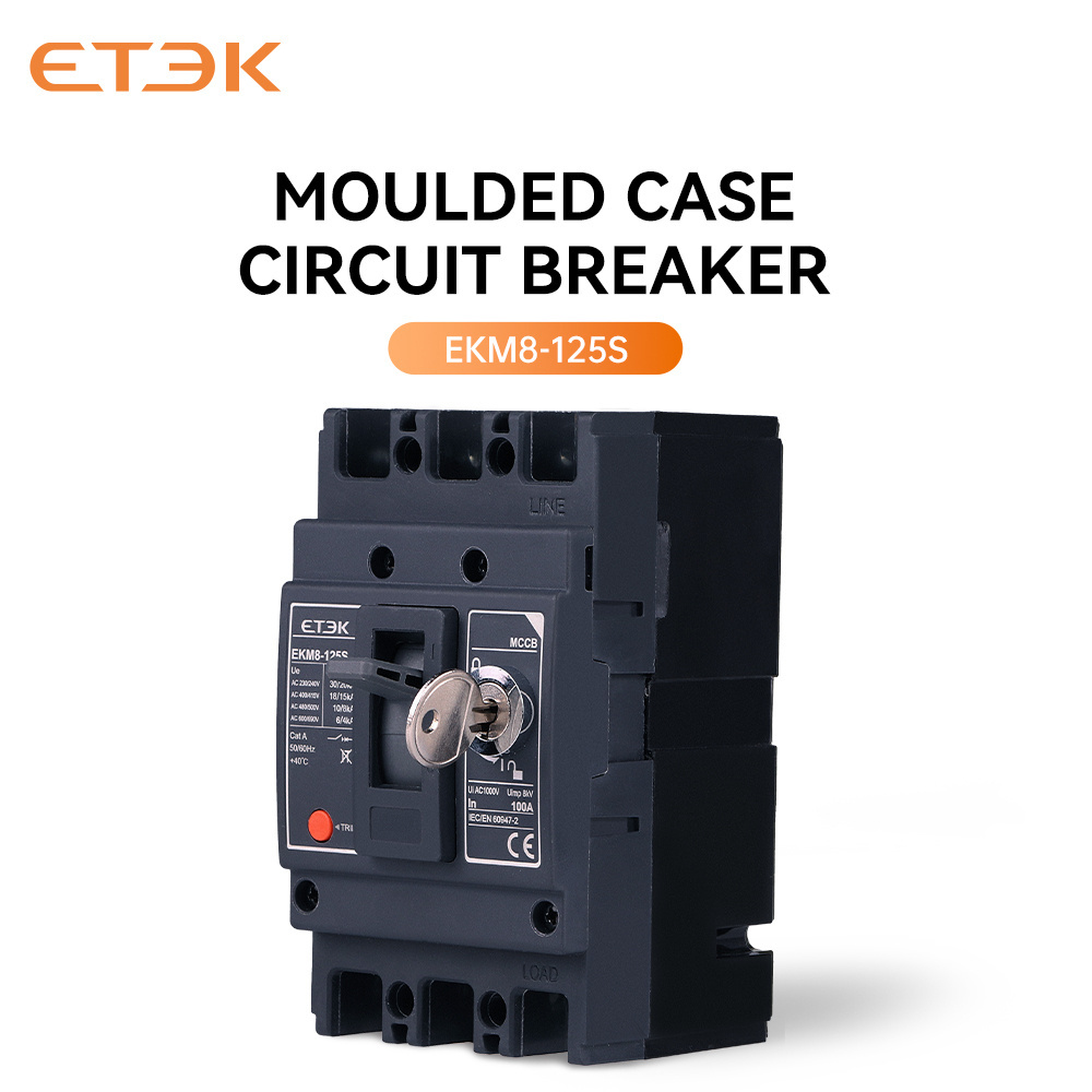 ETEK   thermal electromagnetic type  MCCB  3 pole AC type 125A 3p modular contactor circuit breaker 400V black MCCB