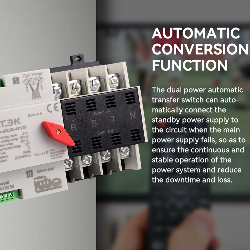 ETEK 415V 4pole  automatic changeover switch 125a 4P changeover AC type dual power switches ATS SWITCH