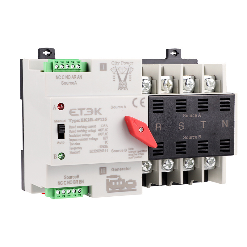 ETEK 415V 4pole  automatic changeover switch 125a 4P changeover AC type dual power switches ATS SWITCH