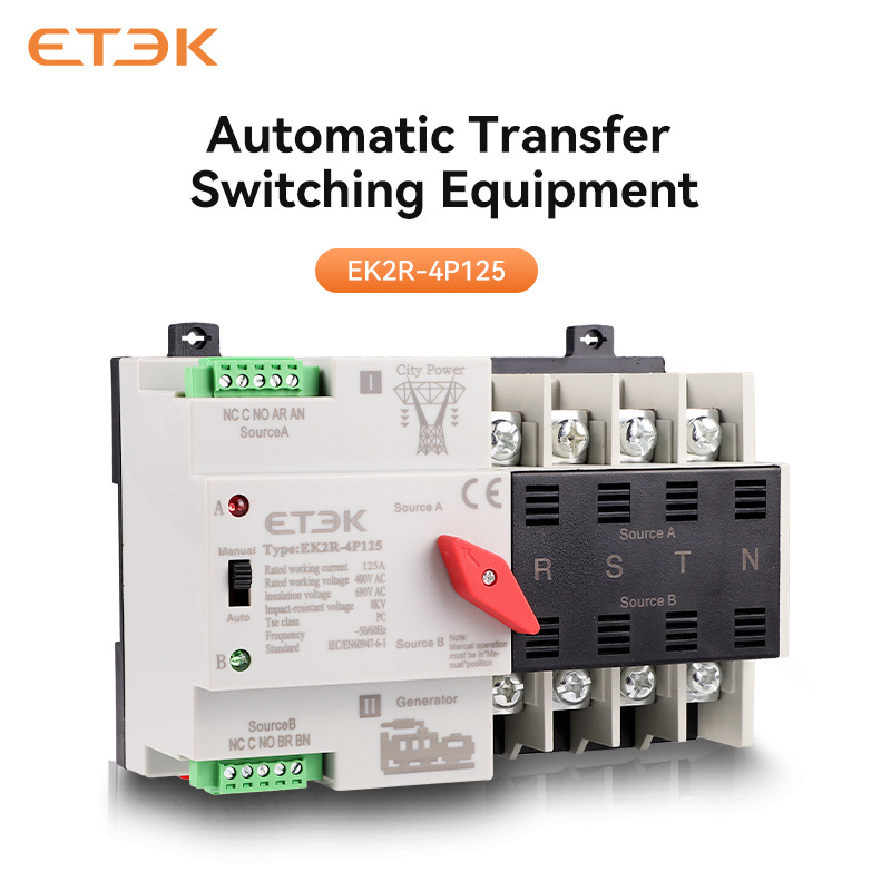 ETEK 415V 4pole  automatic changeover switch 125a 4P changeover AC type dual power switches ATS SWITCH