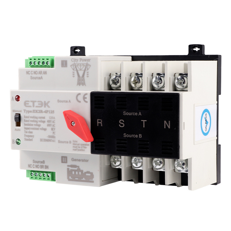 ETEK 220V 4pole  automatic changeover switch 125a 4P changeover AC type dual power switches ATS