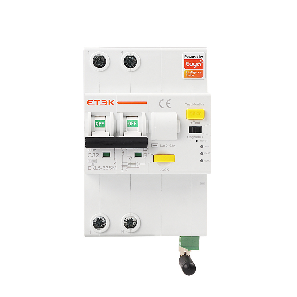 ETEK smart electrical circuit breaker EKL5-63SM 1P+N tuya control mcb RCBO low voltage wifi smart breaker