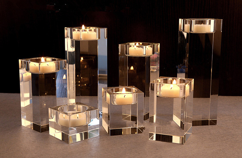 Dining Table Solid Crystal Candlestick Transparent candle holders