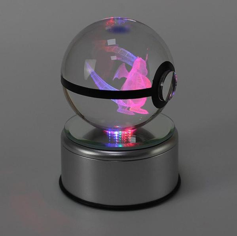 New Pokemon Design Glass Crystal Ball New Pikachu Crystal Pokemon ball With LED Base