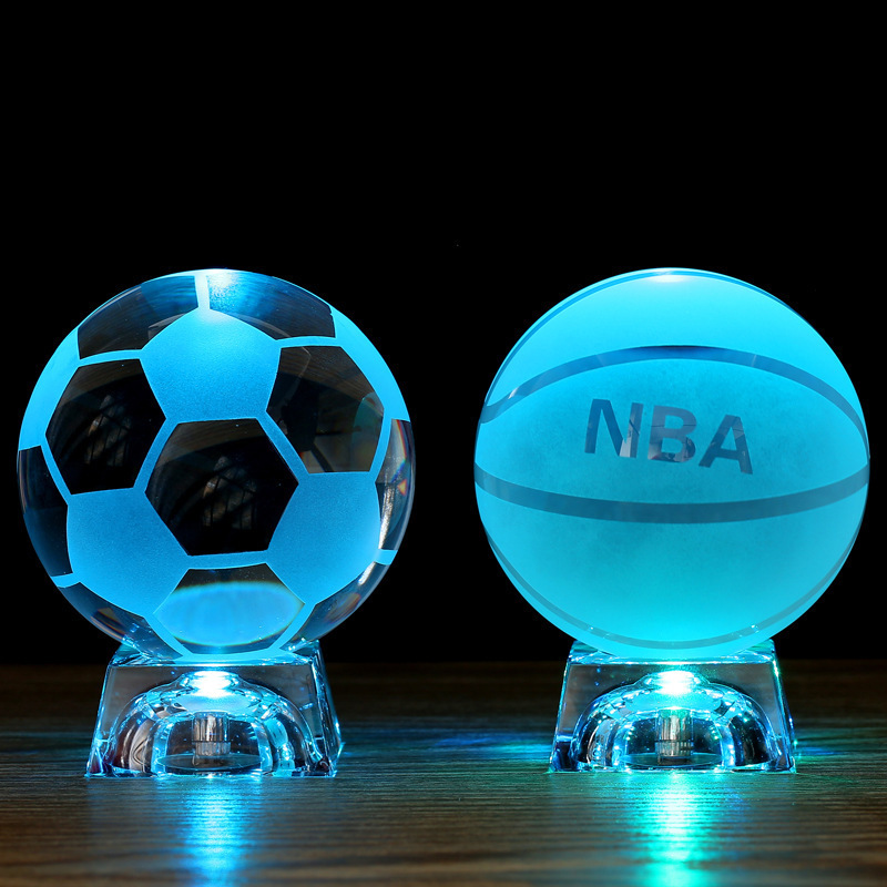 led light crystal sphere globe Football basketball and tennis crystal ball