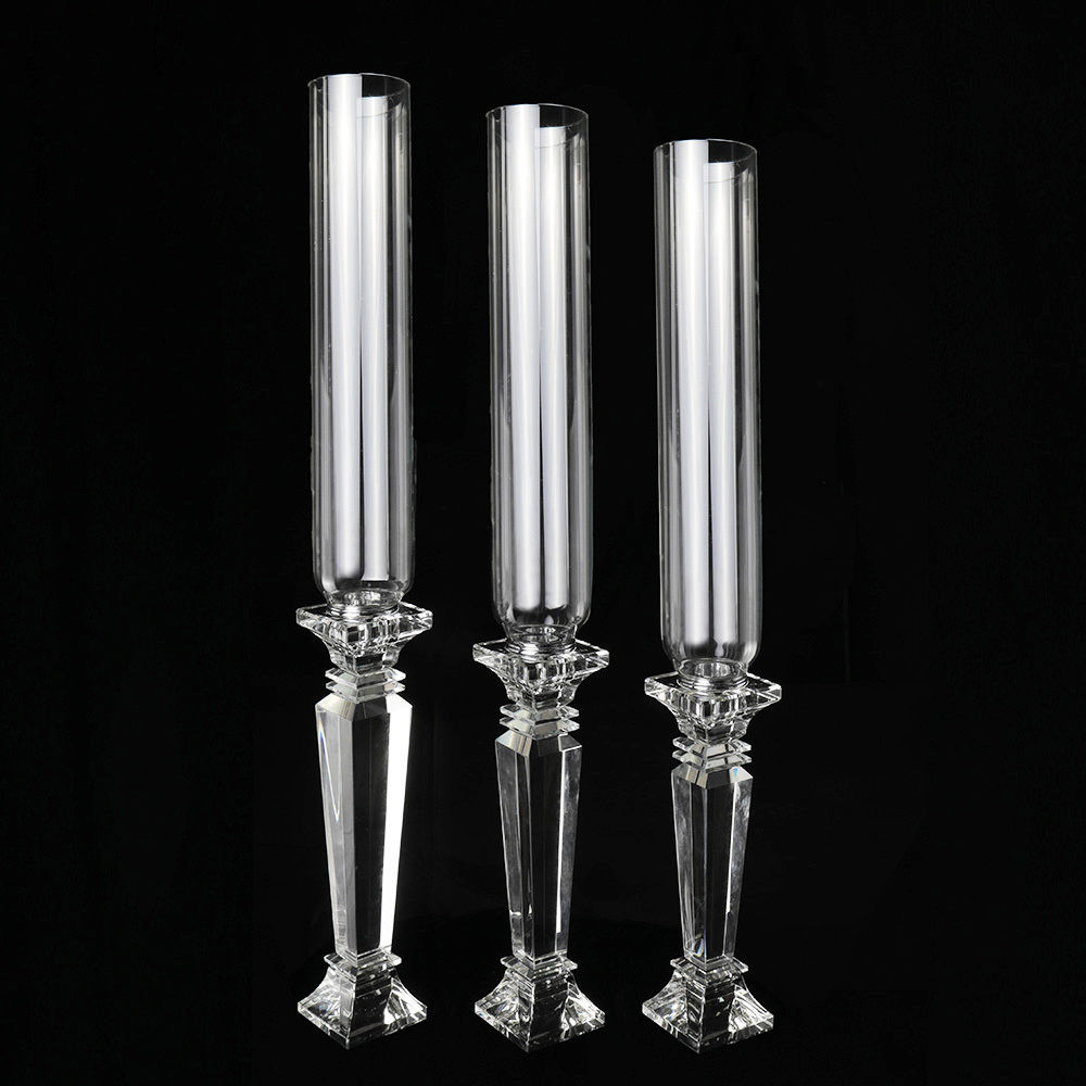 MH-TZ0547 tall cylinder glass candle holder crystal pillar candlestick