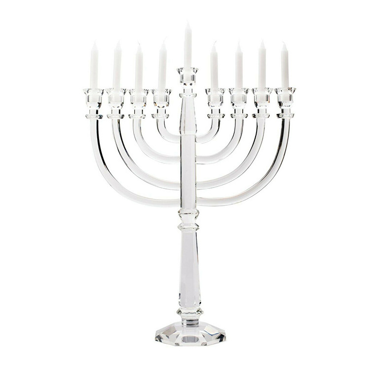 Clear color crystal menorah with 9 holders Glass Hanukkah Menorahs candle holder