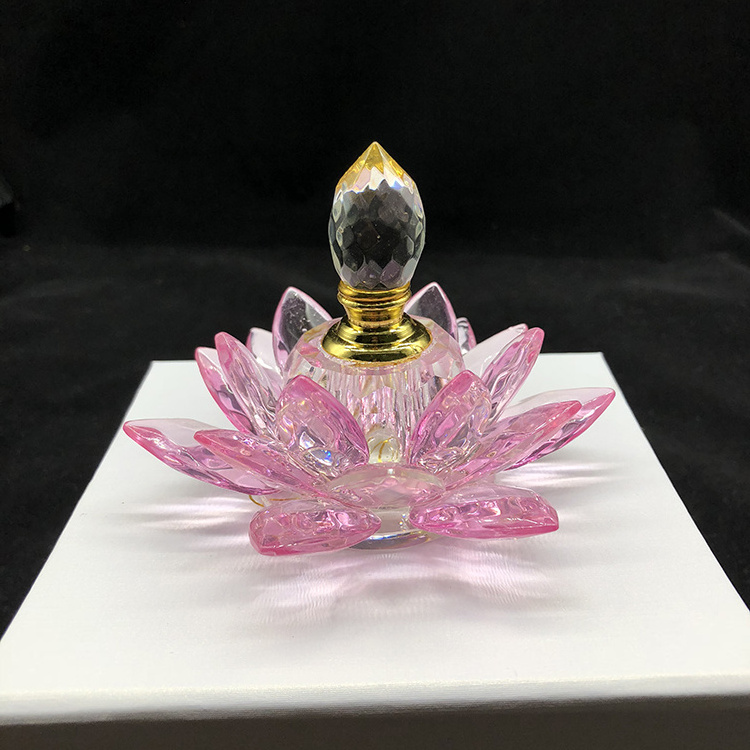 MH-X0580 Pink Color Glass Flower perfume bottle Glass  lotus scent fragrance bottle