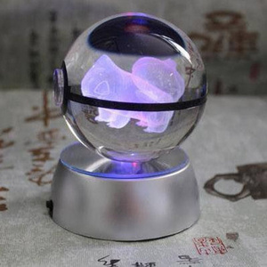 MH-SJ008 custom laser Pikachu sphere ball crystal Pikachu ball