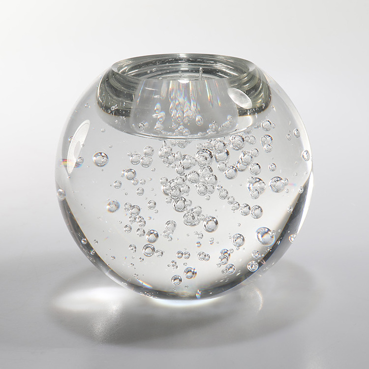 MH-1405 glass bubble ball globe tealight holder crystal bubble ball candle holder