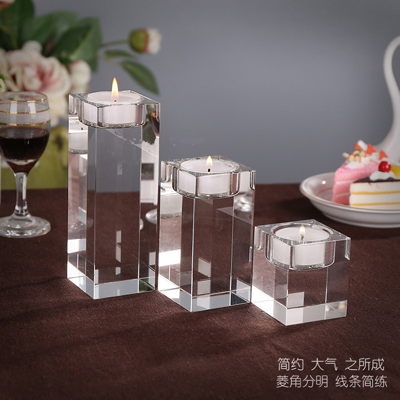 Dining Table Solid Crystal Candlestick Transparent candle holders