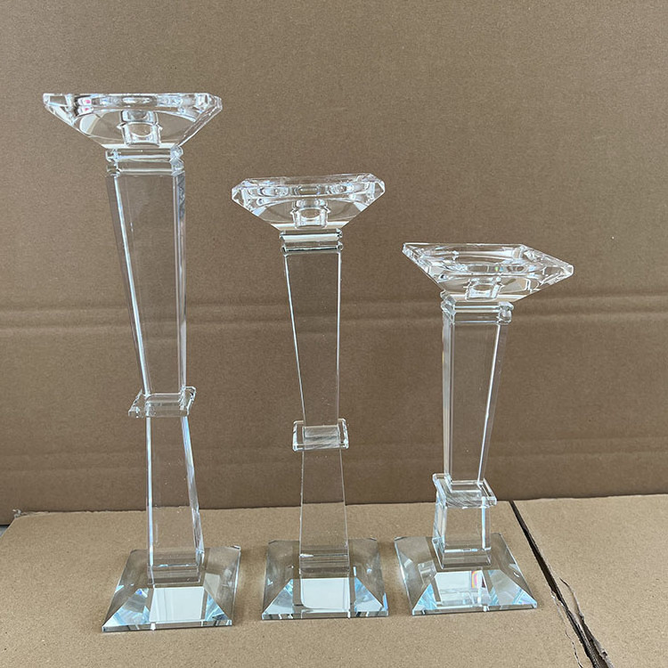 MH-1549 tall crystal candle holder stand  long stem elegant crystal candle holder centerpieces