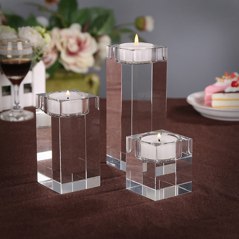 Dining Table Solid Crystal Candlestick Transparent candle holders