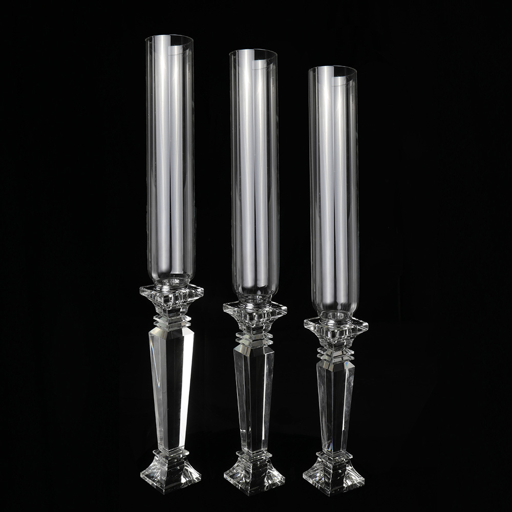 MH-TZ0547 tall cylinder glass candle holder crystal pillar candlestick