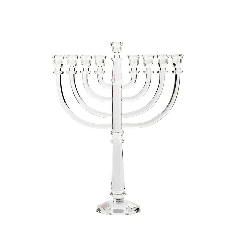 Clear color crystal menorah with 9 holders Glass Hanukkah Menorahs candle holder