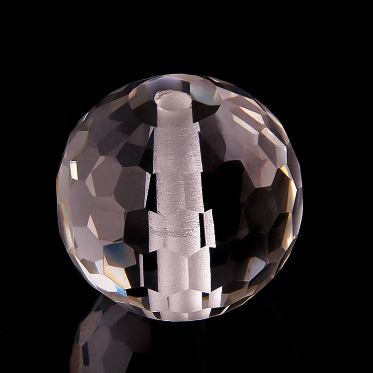 MH-Q0392 Solid faceted Crystal Glass sphere Ball with hole