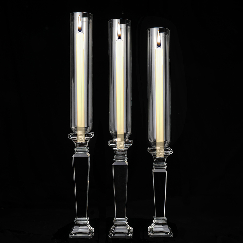 MH-TZ0547 tall cylinder glass candle holder crystal pillar candlestick