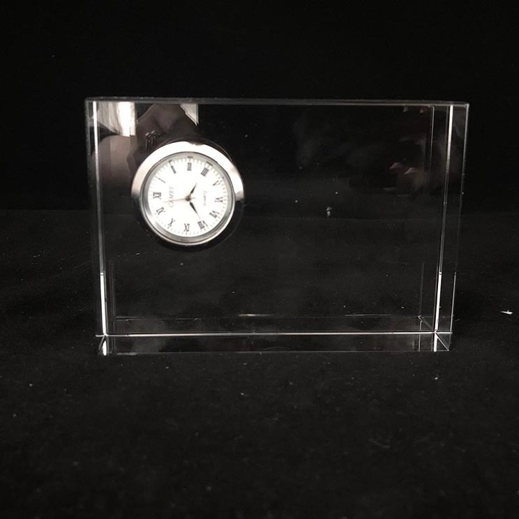 MH-BZ0101 Custom engraving wholesale crystal desk clock  paperweight