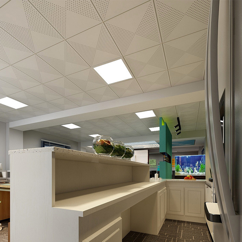 Powder coated false perforated square aluminum acoustic ceiling tile aluminum suspendeded gusset ceiling