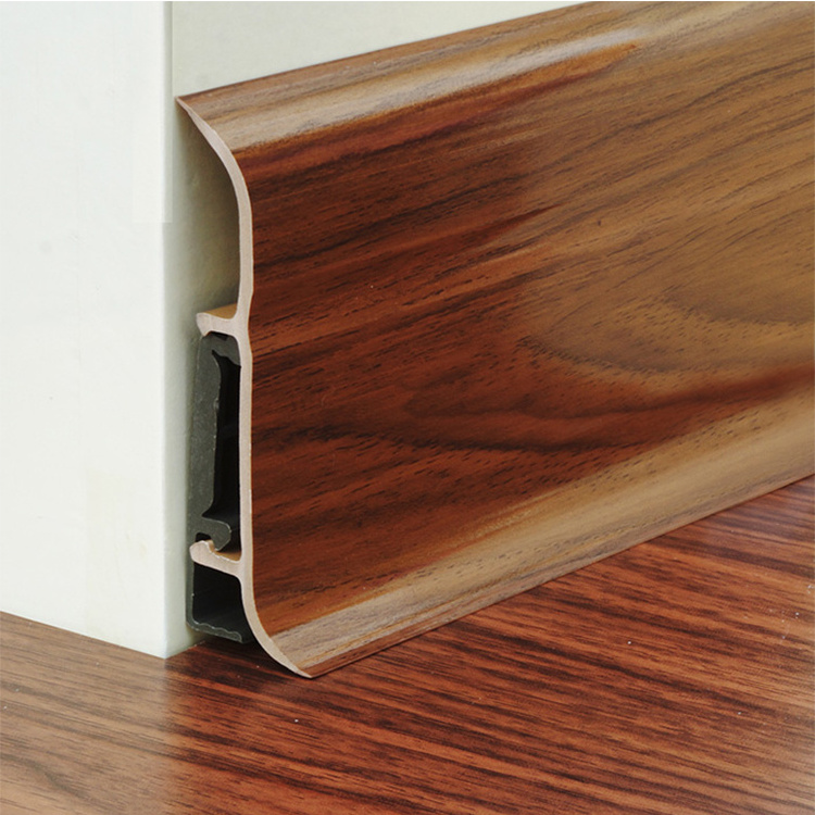 Hot new products wood grain pvc skirting board flooring profile pvc skirting black skirting board from China