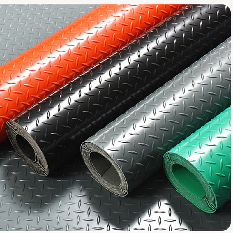 garage coin pattern rubber plastic black pvc flooring rolls made in china