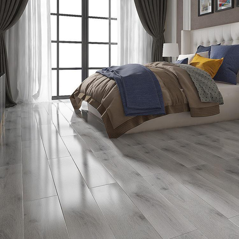 Hdf wood waterproof grey color 12mm smoked oak solid terrace laminate floor