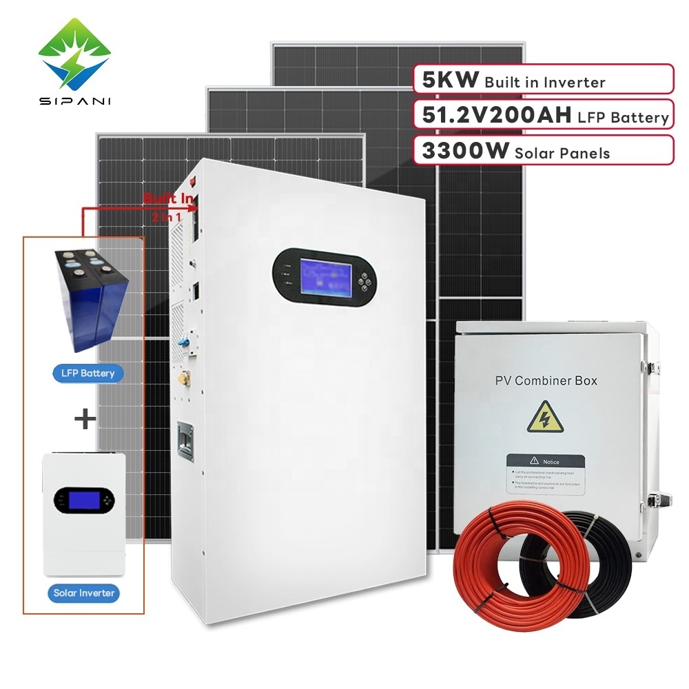 Solar Panel Inverter Battery Kit All In One Lithium Battery With Inverter 3300w Solar Panels And 5kw Inverter And 48v Battery