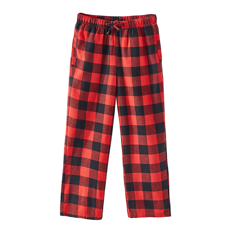 Christmas Children Flannel Lounge Pant Loose Casual Cotton Custom Kids Plaid Pajama Pants