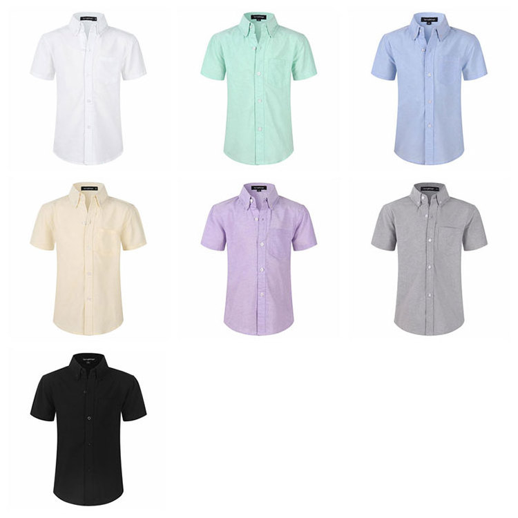 Custom Embroidery Style Summer Mens Oxford Work Shirts Short Sleeve Mens Formal Button Down Shirts