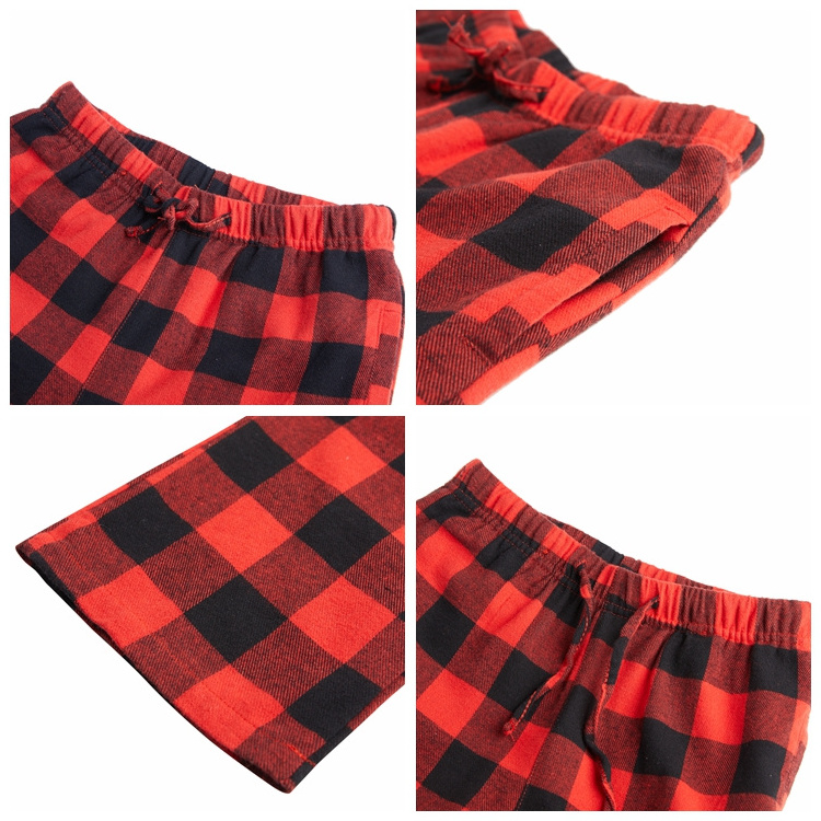 Christmas Children Flannel Lounge Pant Loose Casual Cotton Custom Kids Plaid Pajama Pants