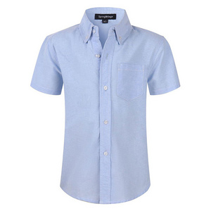 Custom Embroidery Style Summer Mens Oxford Work Shirts Short Sleeve Mens Formal Button Down Shirts