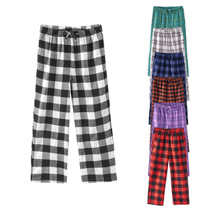 Christmas Children Flannel Lounge Pant Loose Casual Cotton Custom Kids Plaid Pajama Pants